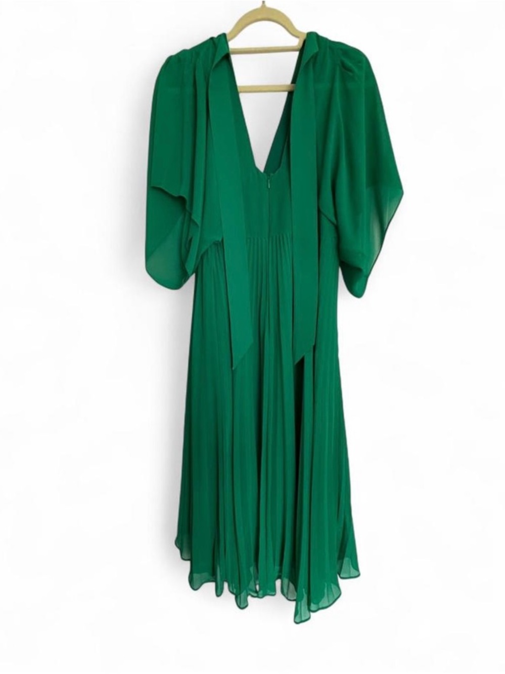 Club Monaco Zorbina Pleated High-Low Dress - Emerald Green - Picture 4 of 8